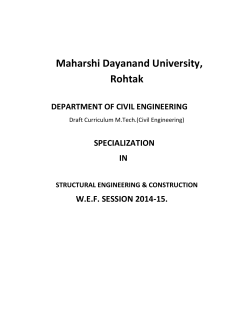 Maharshi Dayanand University, Rohtak DEPARTMENT OF CIVIL ENGINEERING SPECIALIZATION