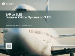 SAP on SLES Business Critical Systems on SLES  Wednesday 8