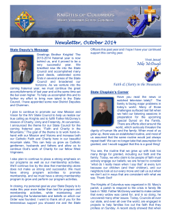 Newsletter, October 2014 ’s Message State Deputy