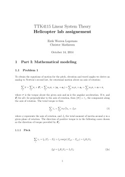 TTK4115 Linear System Theory Helicopter lab assignement 1 Part I: Mathematical modeling