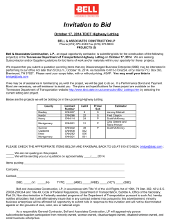 Invitation to Bid  October 17, 2014 TDOT Highway Letting
