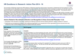 HR Excellence in Research: Action Plan 2014 - 16