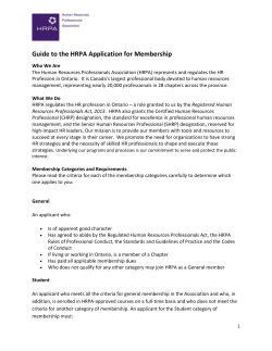 Guide to the HRPA Application for Membership