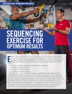 SEquEnCing E ExErCiSE for oPtimum rESultS