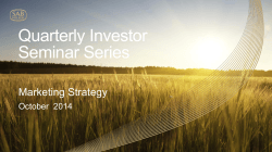 Quarterly Investor Seminar Series Marketing Strategy October  2014