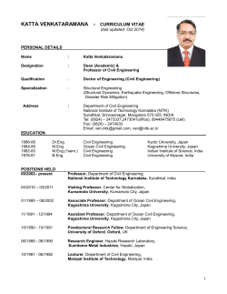 KATTA VENKATARAMANA    - CURRICULUM VITAE (last updated: Oct 2014)