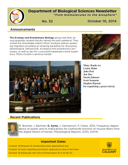 Department of Biological Sciences Newsletter October 10, 2014 No. 32 Announcements