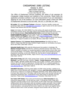 CHESAPEAKE JOBS LISTING October 9, 2014