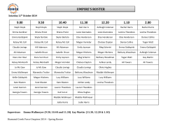 UMPIRE'S ROSTER 9.00 9.50 10.40