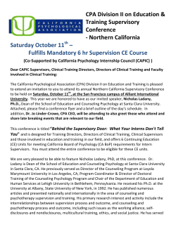 CPA Division II on Education &amp; Training Supervisory Conference - Northern California