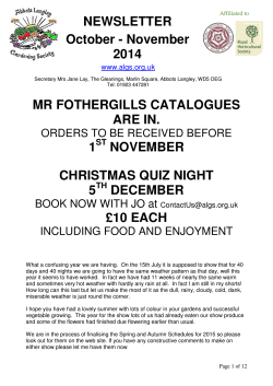 NEWSLETTER October - November 2014 MR FOTHERGILLS CATALOGUES