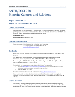 ANTH/SOCI 270 Minority Cultures and Relations  August Session 14-51