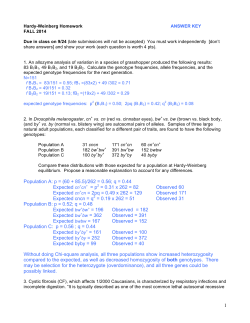 Hardy-Weinberg Homework  FALL 2014 Due in class on 9/24