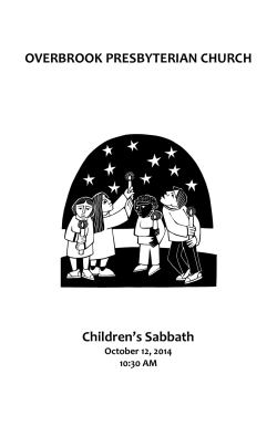 OVERBROOK PRESBYTERIAN CHURCH  Children’s Sabbath October 12, 2014