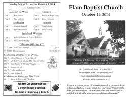 Elam Baptist Church October 12, 2014