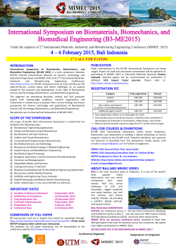 International Symposium on Biomaterials, Biomechanics, and Biomedical Engineering (B3-ME2015)