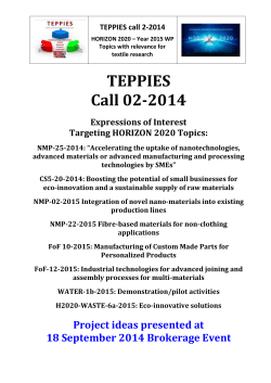 TEPPIES Call 02-2014 Expressions of Interest Targeting HORIZON 2020 Topics: