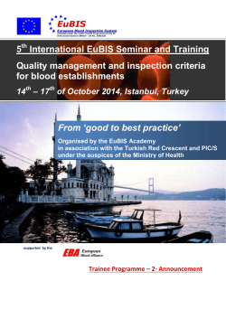 5 International EuBIS Seminar and Training Quality management and inspection criteria