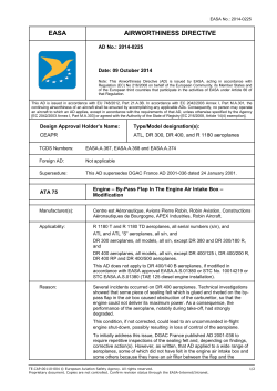 EASA AIRWORTHINESS DIRECTIVE AD No.: 2014-0225