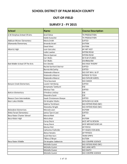 SCHOOL DISTRICT OF PALM BEACH COUNTY OUT-OF-FIELD SURVEY 2 - FY 2015 School