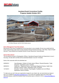 Auckland South Corrections Facility Progress Update October 2014