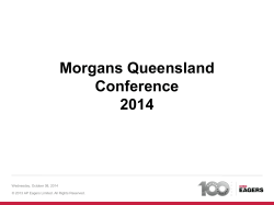 Morgans Queensland Conference 2014 Wednesday, October 08, 2014