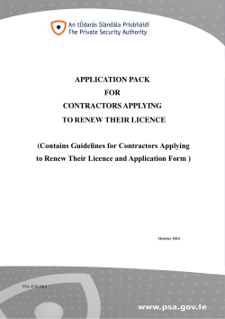 APPLICATION PACK FOR CONTRACTORS APPLYING TO RENEW THEIR LICENCE