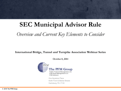 SEC Municipal Advisor Rule Overview and Current Key Elements to Consider