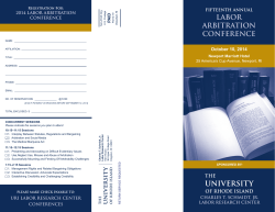 LABOR ARBITRATION CONFERENCE October 10, 2014