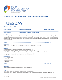TUESDAY POwER OF THE NETwORk CONFERENCE - AGENDA OCTOBER 7, 2014 3:00-5:00 PM