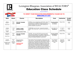 Lexington-Bluegrass Association of REALTORS  Education Class Schedule ®