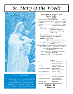 28th Sunday in Ordinary Time October 12, 2014 Mass Schedule