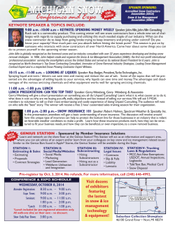 MICHIGAN SNOW Conference and Expo KEYNOTE SPEAKER &amp; TOPICS INCLUDE: