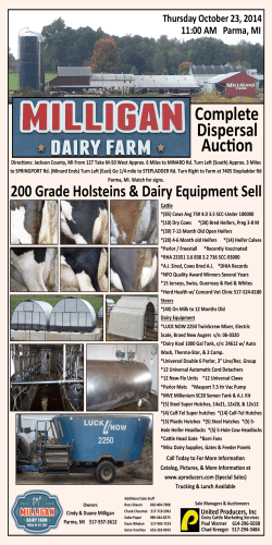 Complete Dispersal Auction Thursday October 23, 2014
