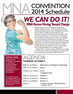 MNA We Can do It! CoNveNtIoN 2014	Schedule