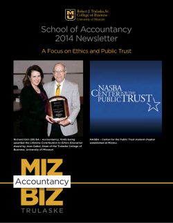 School of Accountancy 2014 Newsletter A Focus on Ethics and Public Trust