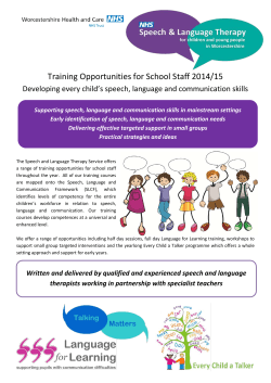 Training Opportunities for School Staff 2014/15