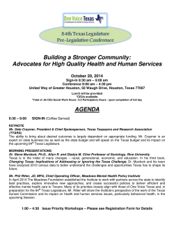 Building a Stronger Community:  October 20, 2014