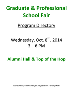 Graduate &amp; Professional School Fair Program Directory Wednesday, Oct. 8