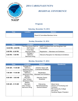 2014 CAROLINAS/UNCPA  REGIONAL CONFERENCE Program