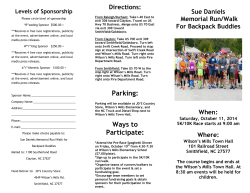 Directions: Sue Daniels Memorial Run/Walk Levels of Sponsorship