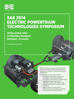 SAE 2014 ELECTRIC POWERTRAIN TECHNOLOGIES SYMPOSIUM 19 November 2014