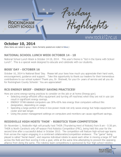 October 10, 2014 NATIONAL SCHOOL LUNCH WEEK OCTOBER 14 - 18