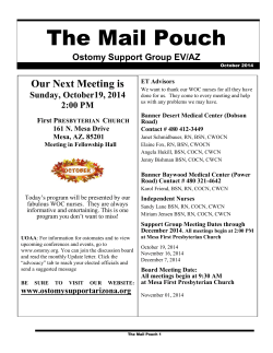 The Mail Pouch Our Next Meeting is Ostomy Support Group EV/AZ