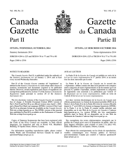 Canada Gazette du Part II