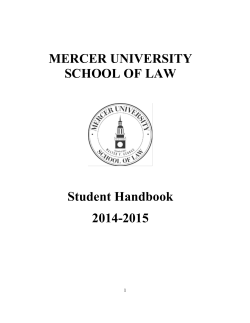 MERCER UNIVERSITY SCHOOL OF LAW Student Handbook 2014-2015