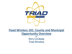 Fixed Wireless 101: County and Municipal Opportunity Overview Rory Conaway Triad Wireless