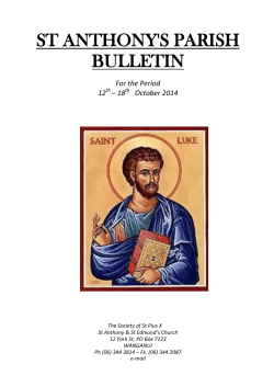 ST ANTHONY'S PARISH BULLETIN For the Period