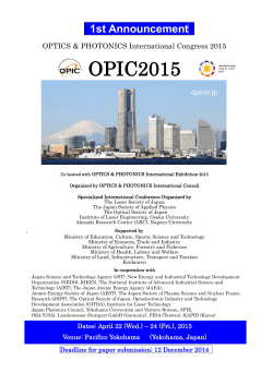 OPIC2015 1st Announcement OPTICS &amp; PHOTONICS International Congress 2015 opicon.jp