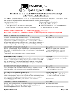 ENMRSH, Inc. Job Opportunities ENMRSH, Inc. is an EEOE (M/F/Protected Veteran Status/Disability)
